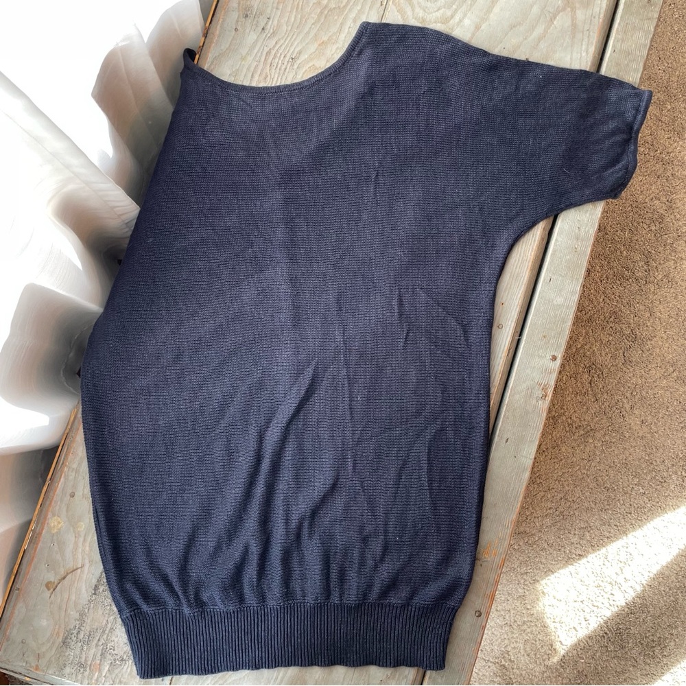 Navy blue linen tunic sweater | size medium